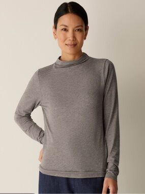 J. McLaughlin Classic Women's Long-Sleeve Mock Neck Top Gray XL